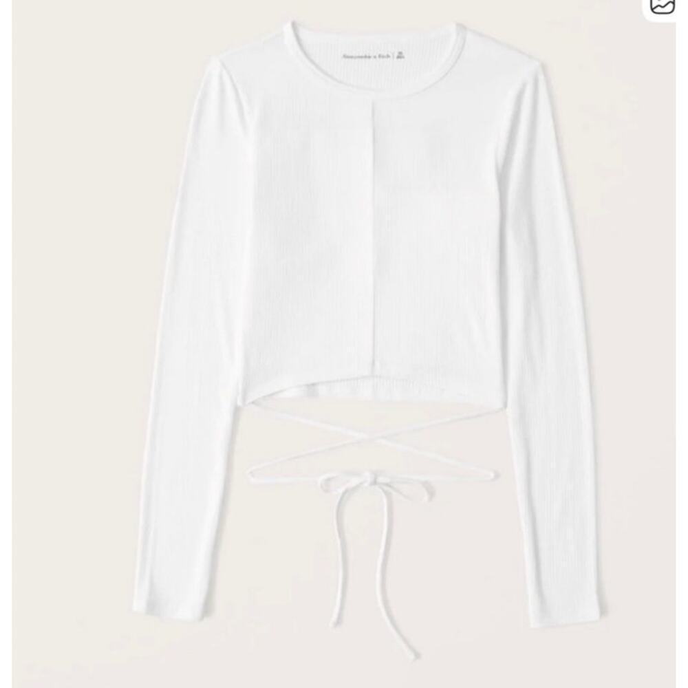 Abercrombie & Fitch Cropped Top Women's M White Viscose Ribbed Knit Stretch NWT